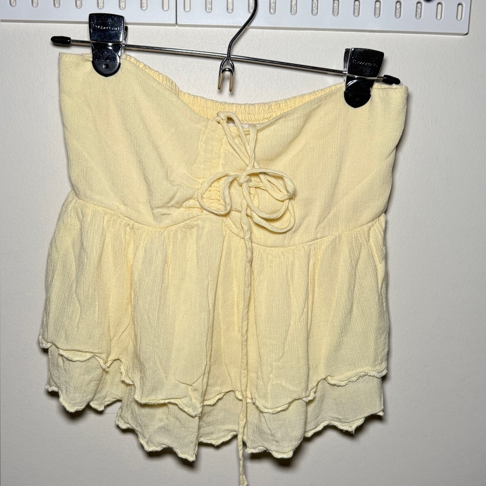 butter yellow hollister tiered halter babydoll top